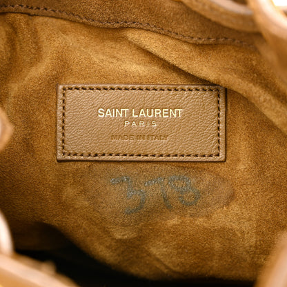 Saint Laurent Suede Calfskin Small Emmanuelle Fringe Bucket Bag Light Ocre 6 of 10