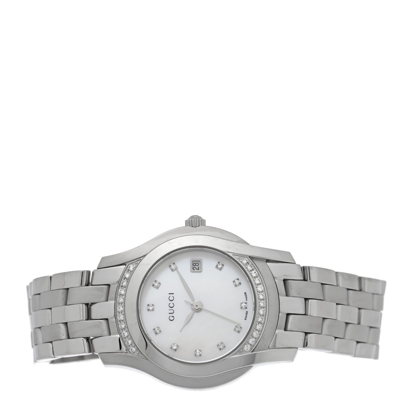 Stainless Steel Diamond Bezel Mother of Pearl 27mm 5500L Quartz Watch