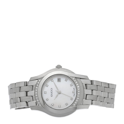 Gucci Stainless Steel Diamond Bezel Mother of Pearl 27mm 5500L Quartz Watch 2 of 4