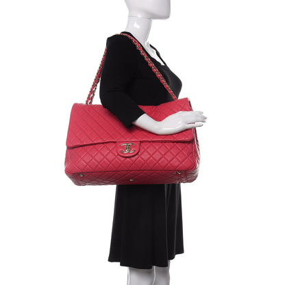 Chanel Calfskin Quilted XXL Travel Flap Bag Dark Pink 3 of 10