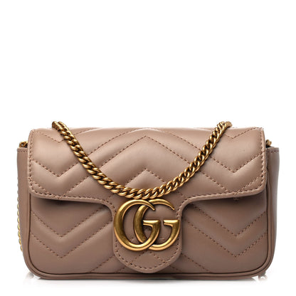 Gucci Calfskin Matelasse Super Mini GG Marmont Shoulder Bag Porcelain Rose 1 of 4