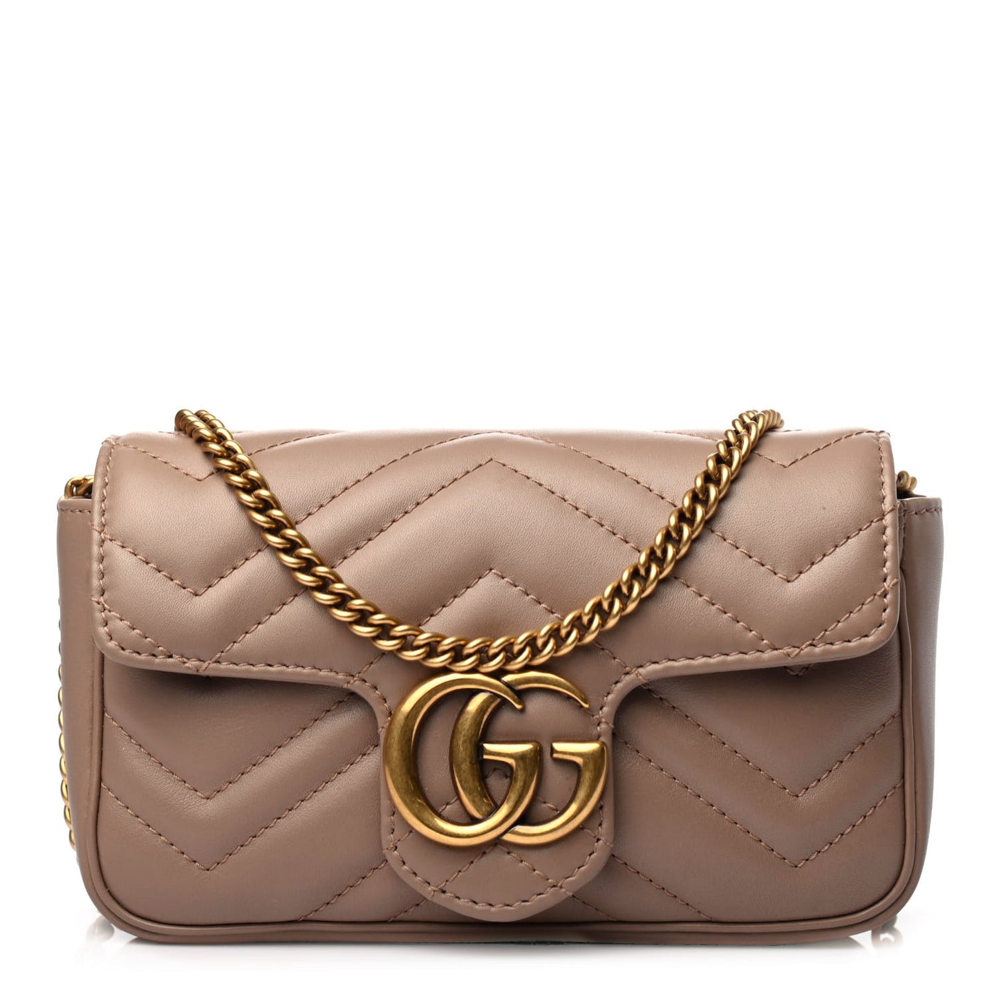 Calfskin Matelasse Super Mini GG Marmont Shoulder Bag Porcelain Rose