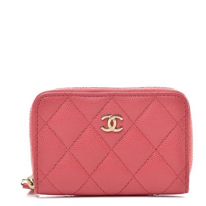 Chanel Caviar Quilted Zip Coin Purse Pink 1 of 10
