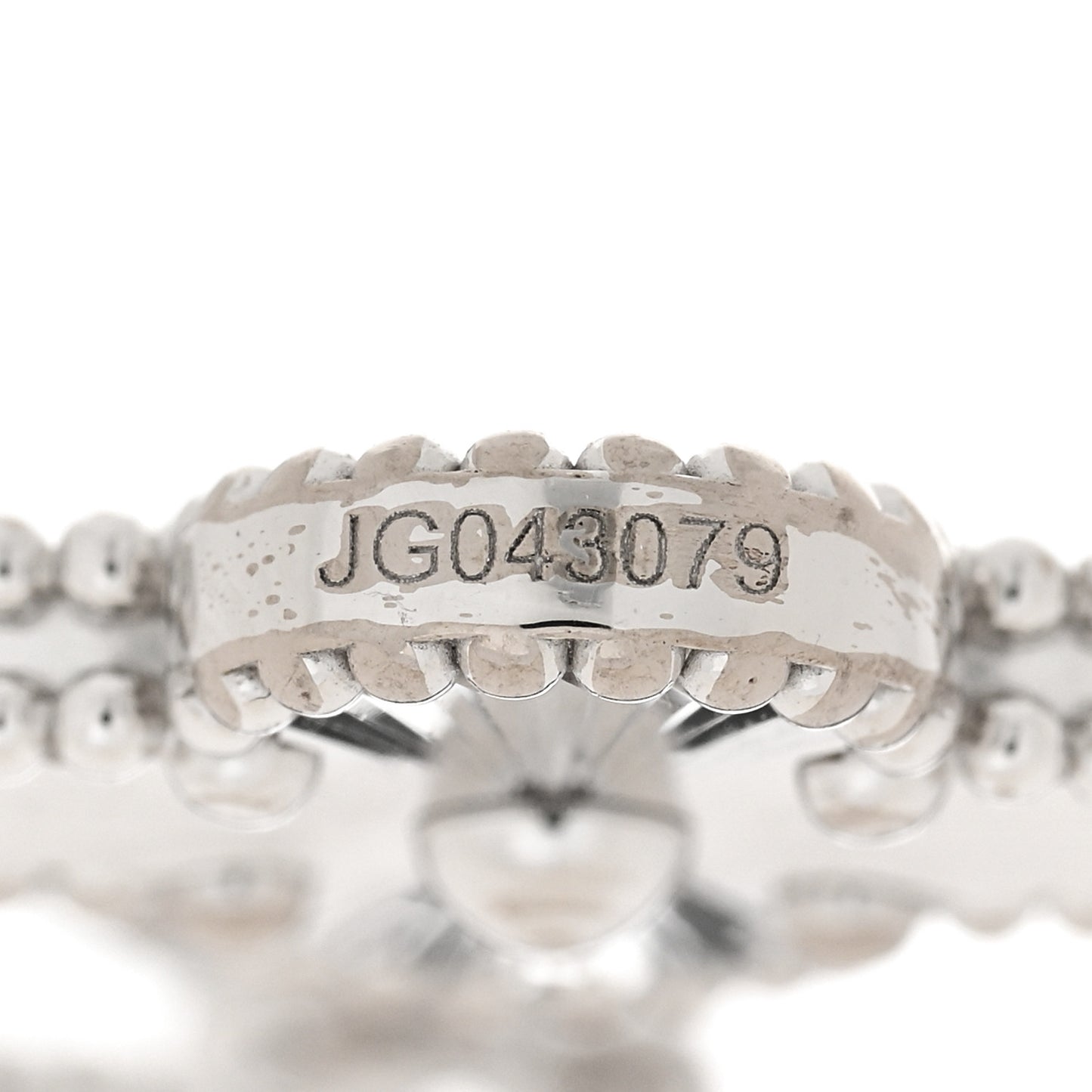 VAN CLEEF & ARPELS 18K White Gold 5 Motifs Guilloche Vintage Alhambra Bracelet