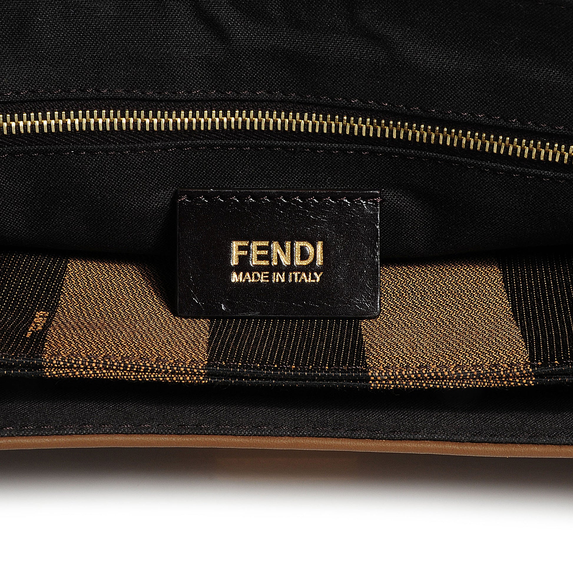 Fendi Calfskin Paris Pequin Small Shoulder Bag Beige 6 of 10
