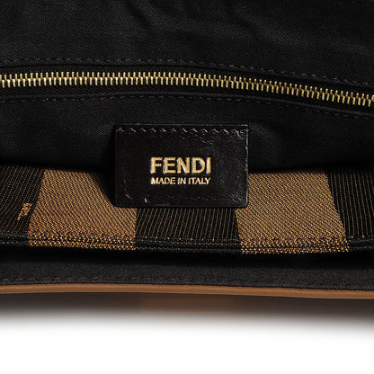Fendi Calfskin Paris Pequin Small Shoulder Bag Beige 6 of 10