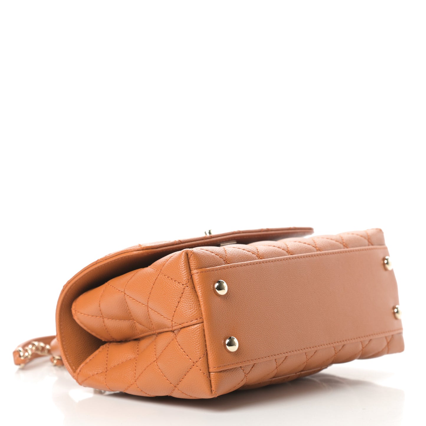 Caviar Quilted Mini Coco Handle Flap Light Brown