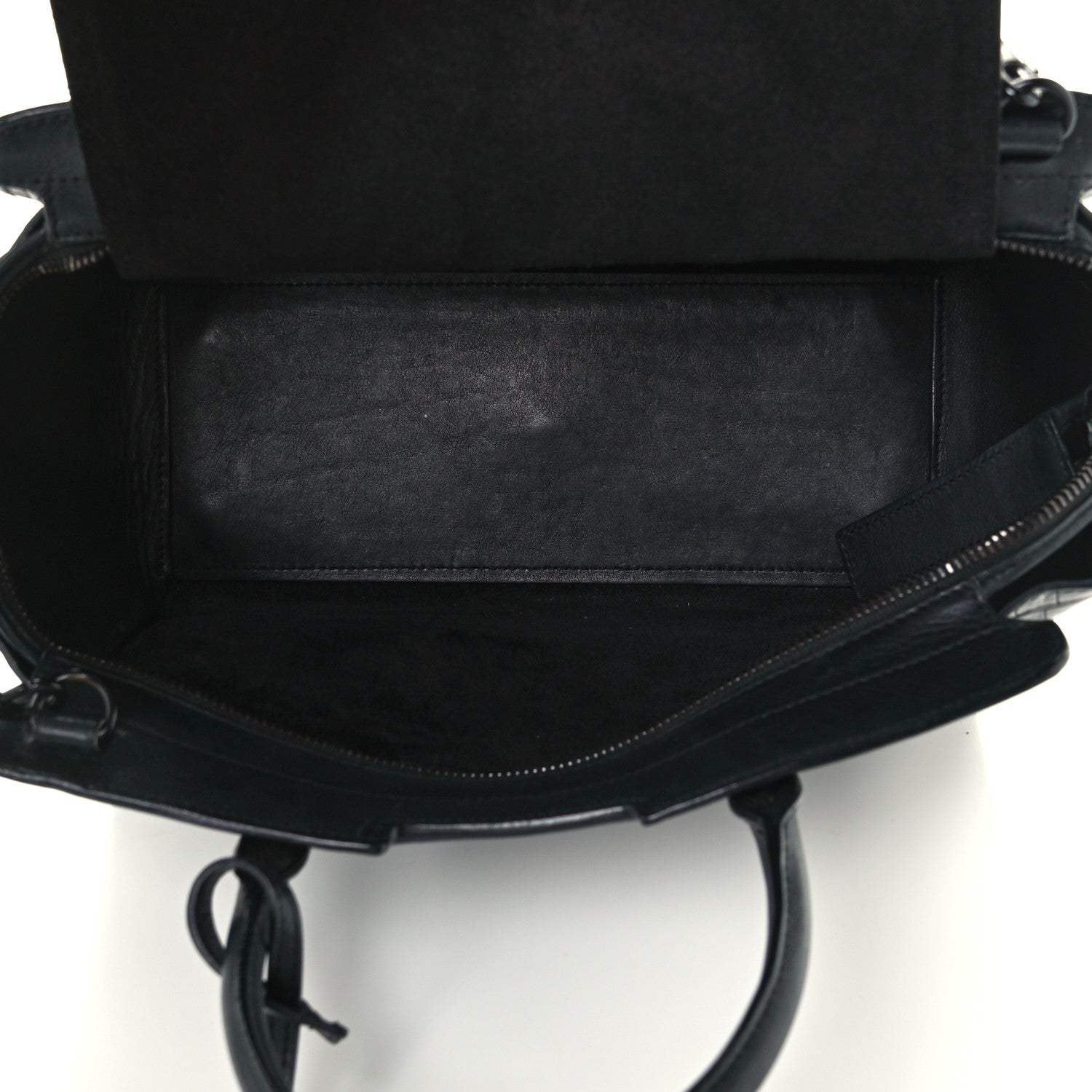 Saint Laurent Smooth Calfskin Crocodile Embossed Small Monogram Downtown Cabas Black 5 of 12