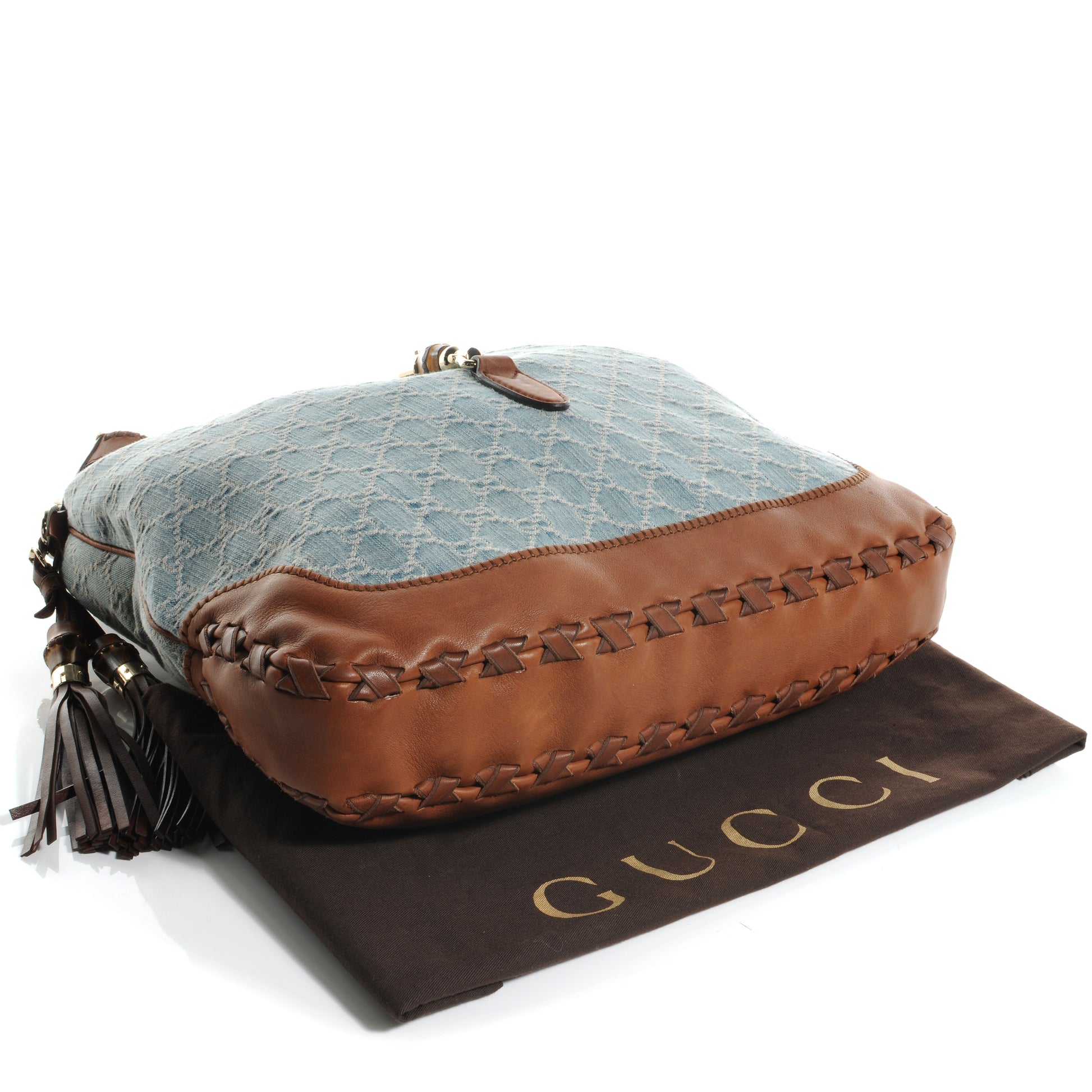 Gucci Blue Denim Jackie Monogram Hobo 4 of 7