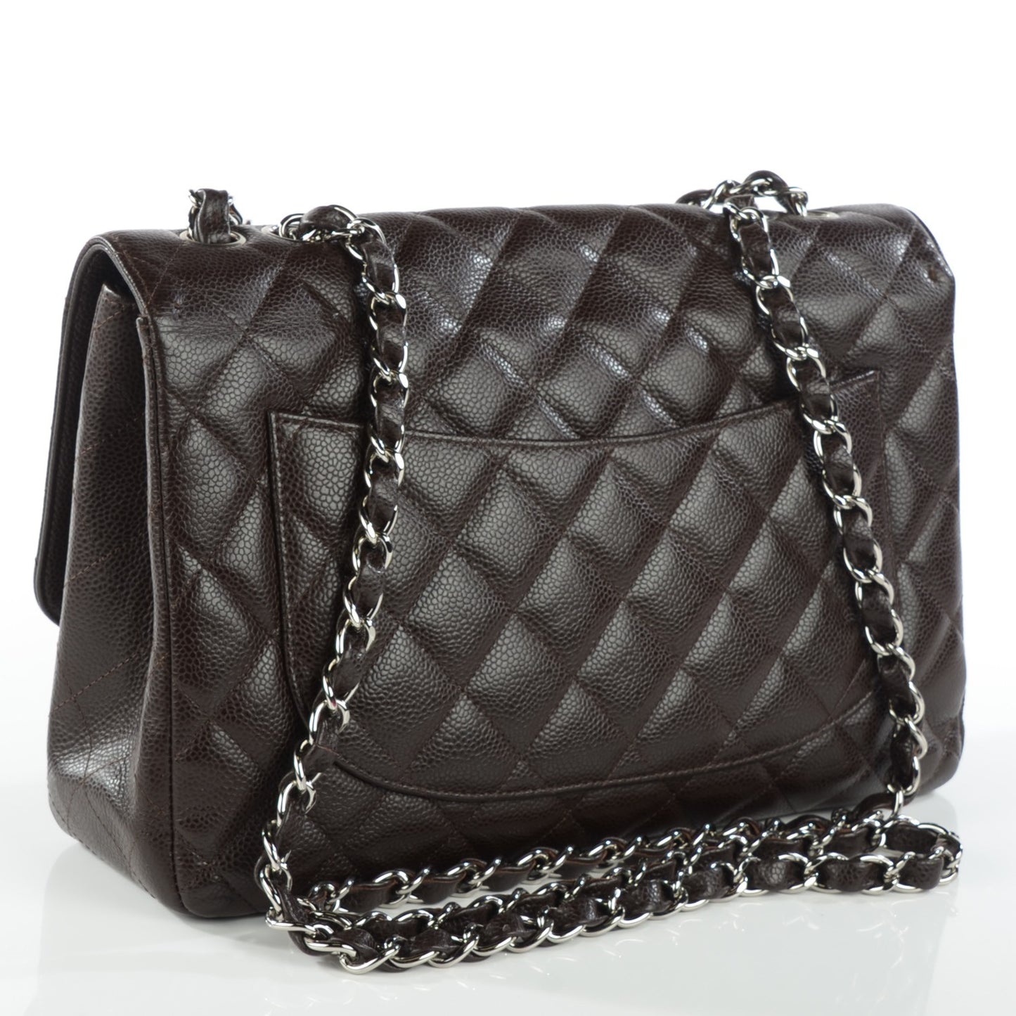 Caviar Quilted Jumbo Single Flap Dark Brown