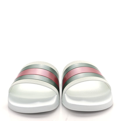 Gucci Rubber Web Mens Pool Slide Sandals 10 Great White 2 of 8