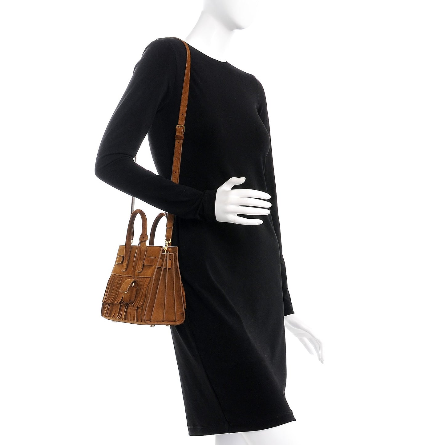 Suede Fringe Nano Sac De Jour Light Ocre
