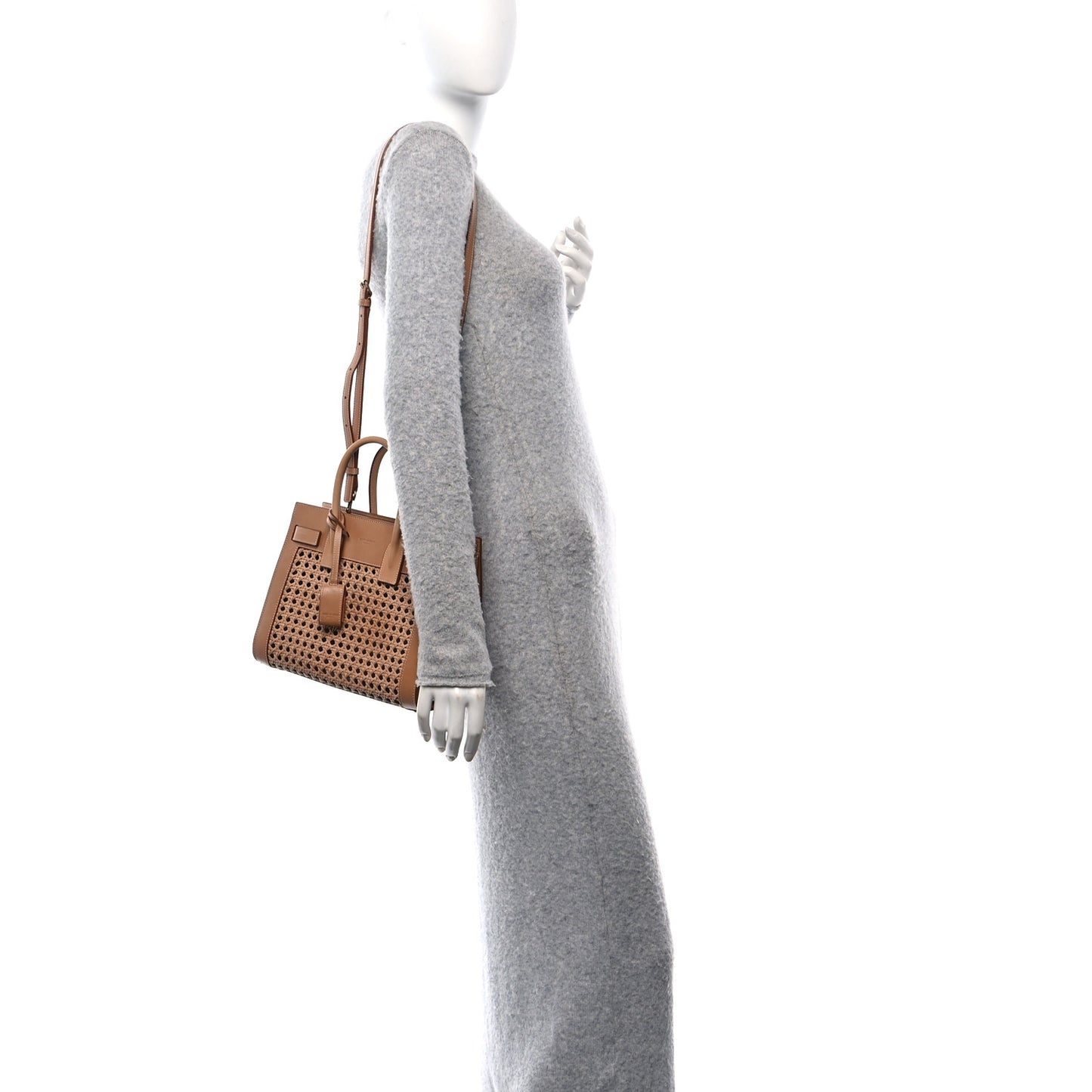 Calfskin Woven Wood Baby Sac De Jour Vintage Brown