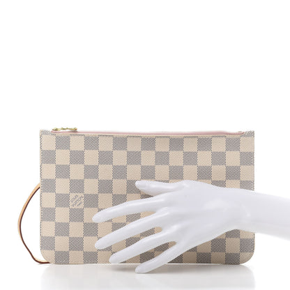Louis Vuitton Damier Azur Neverfull MM GM Pochette Rose Ballerine 2 of 13