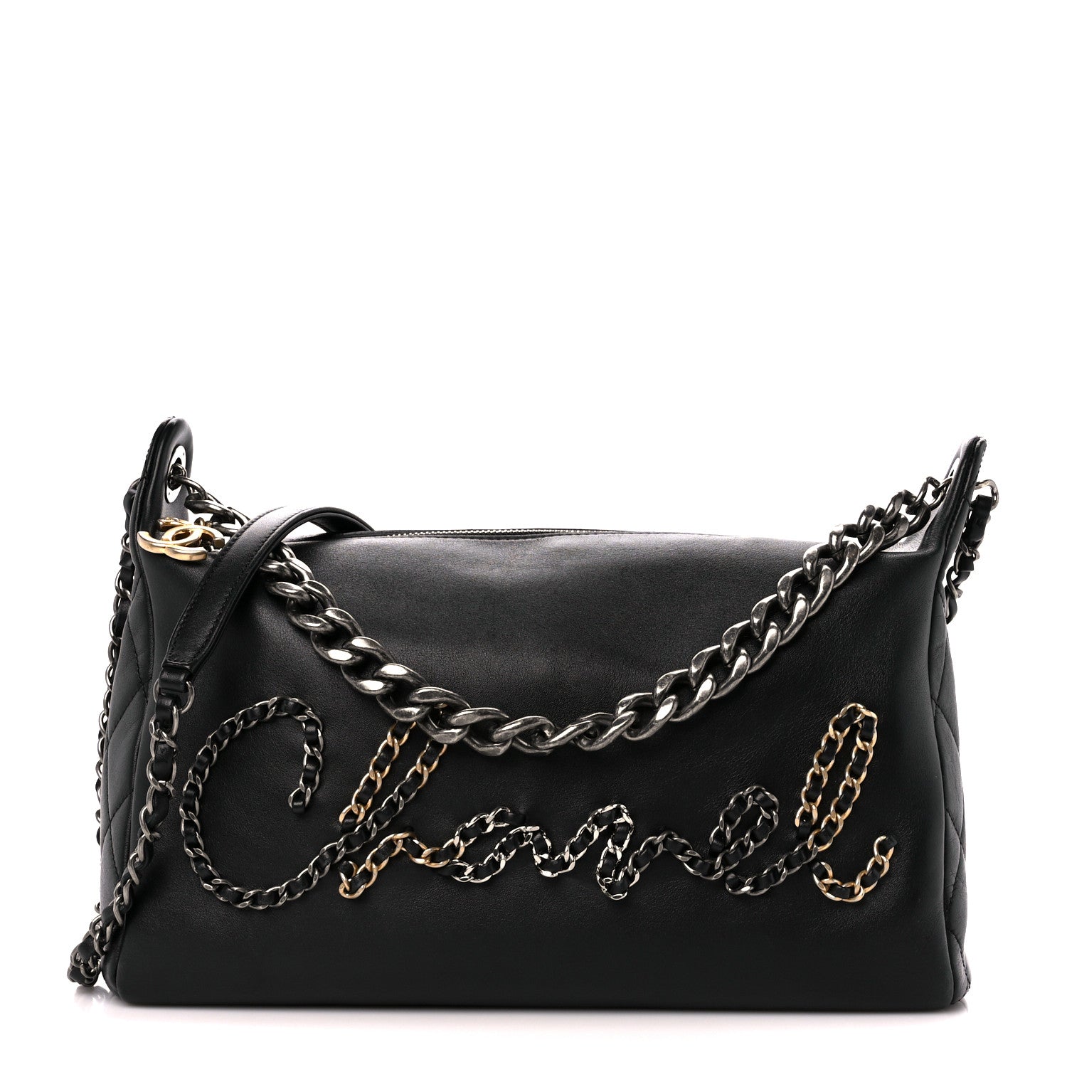Chanel Calfskin Chain 20s Signature Hobo Black 1 of 12