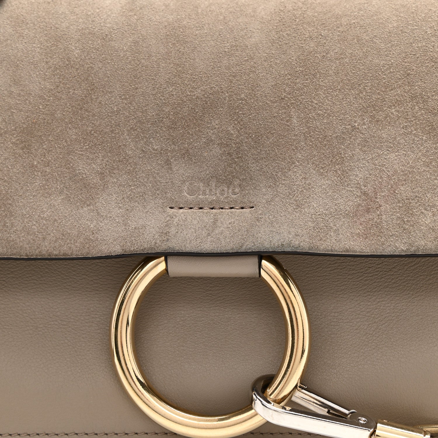 Chloe Suede Calfskin Small Faye Shoulder Bag Motty Grey 8 of 8