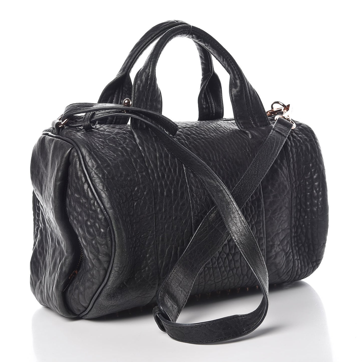 Pebbled Lambskin Rocco Black Rose Gold Hardware