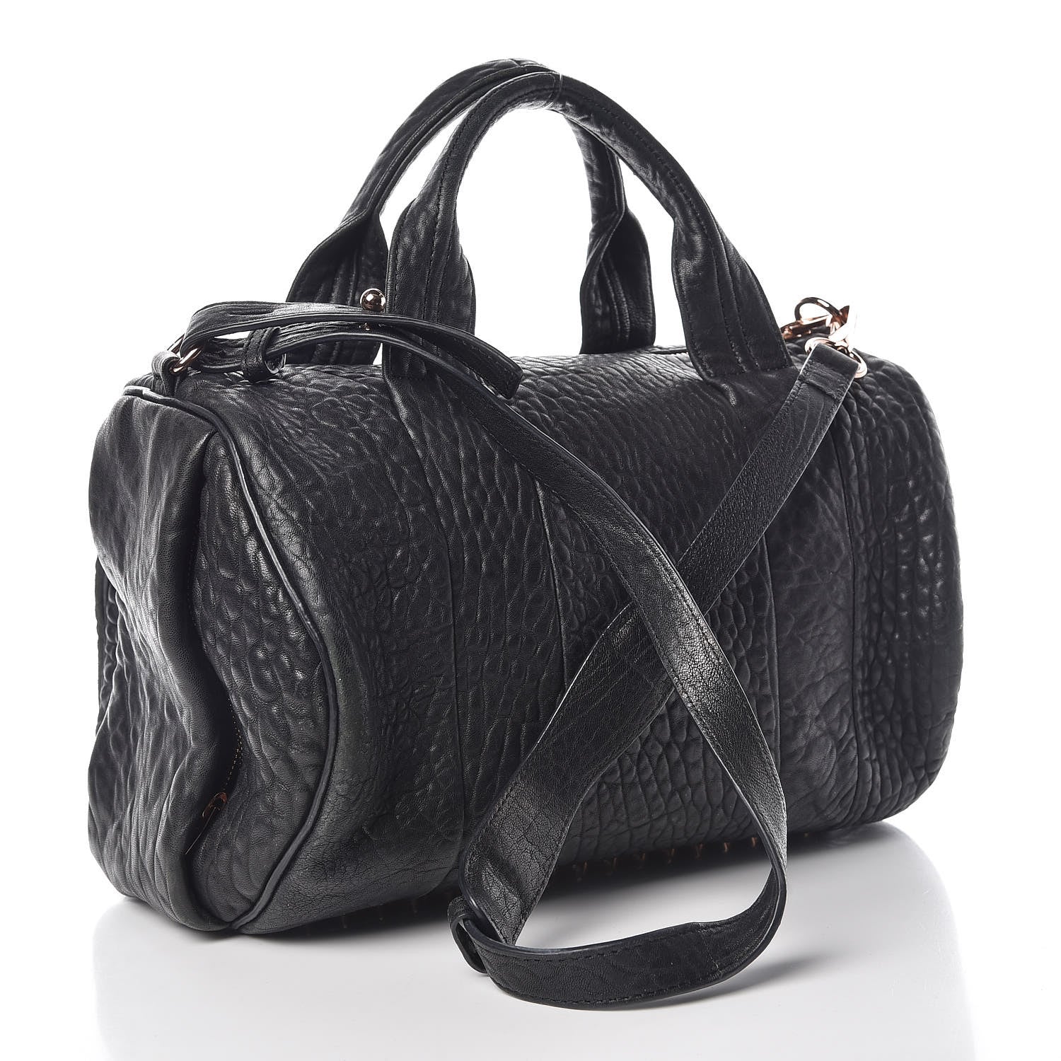 Alexander Wang Pebbled Lambskin Rocco Black Rose Gold Hardware 3 of 17