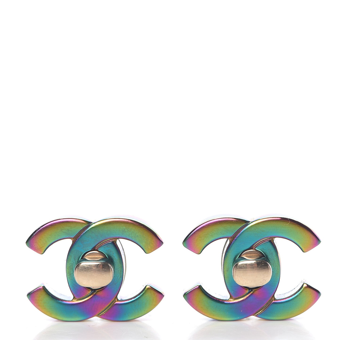Metal CC Turnlock Interchangeable Earrings Gold