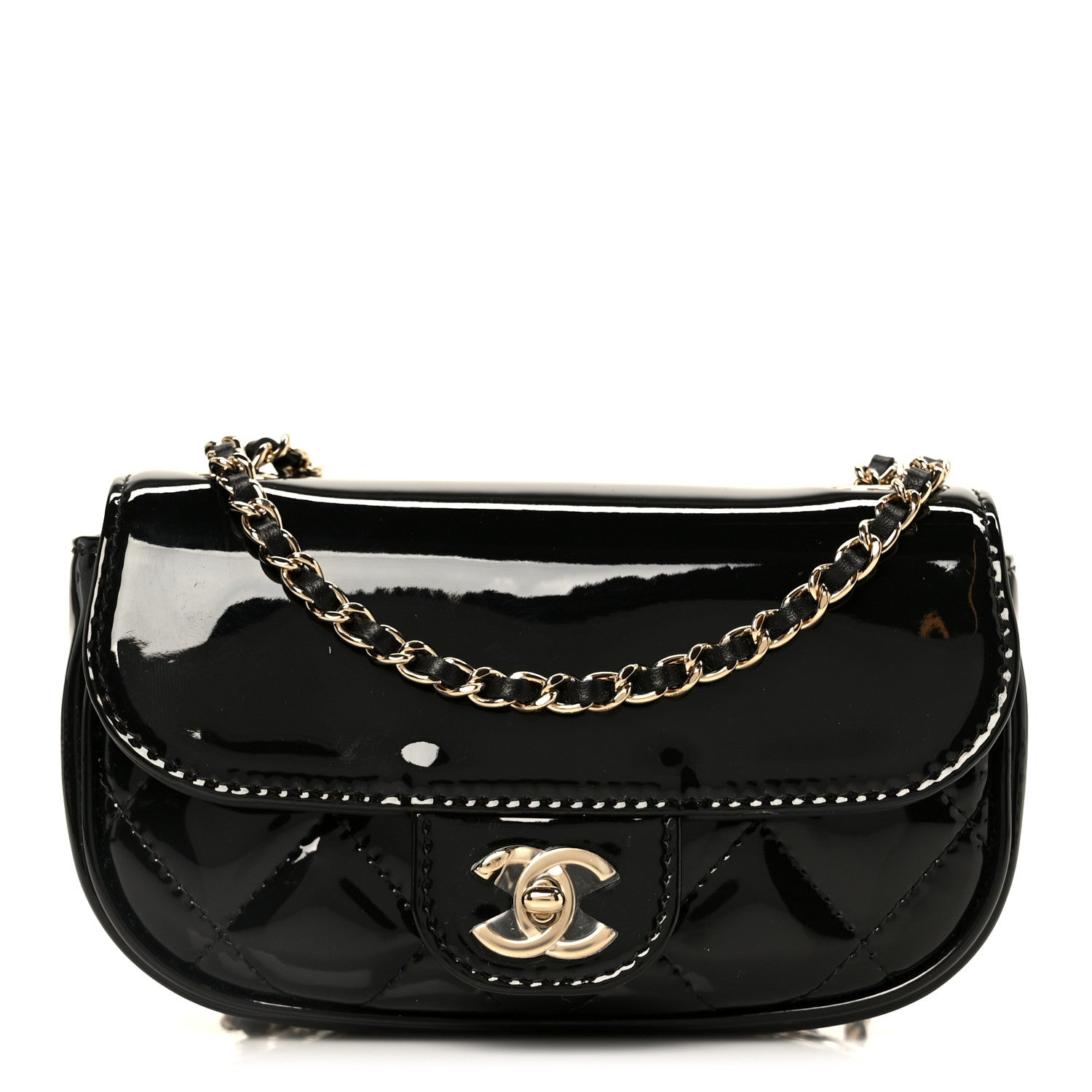 Chanel Patent Calfskin Quilted Mini Flap Black 1 of 12