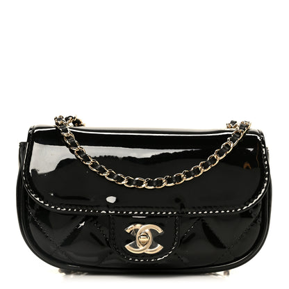 Chanel Patent Calfskin Quilted Mini Flap Black 1 of 12