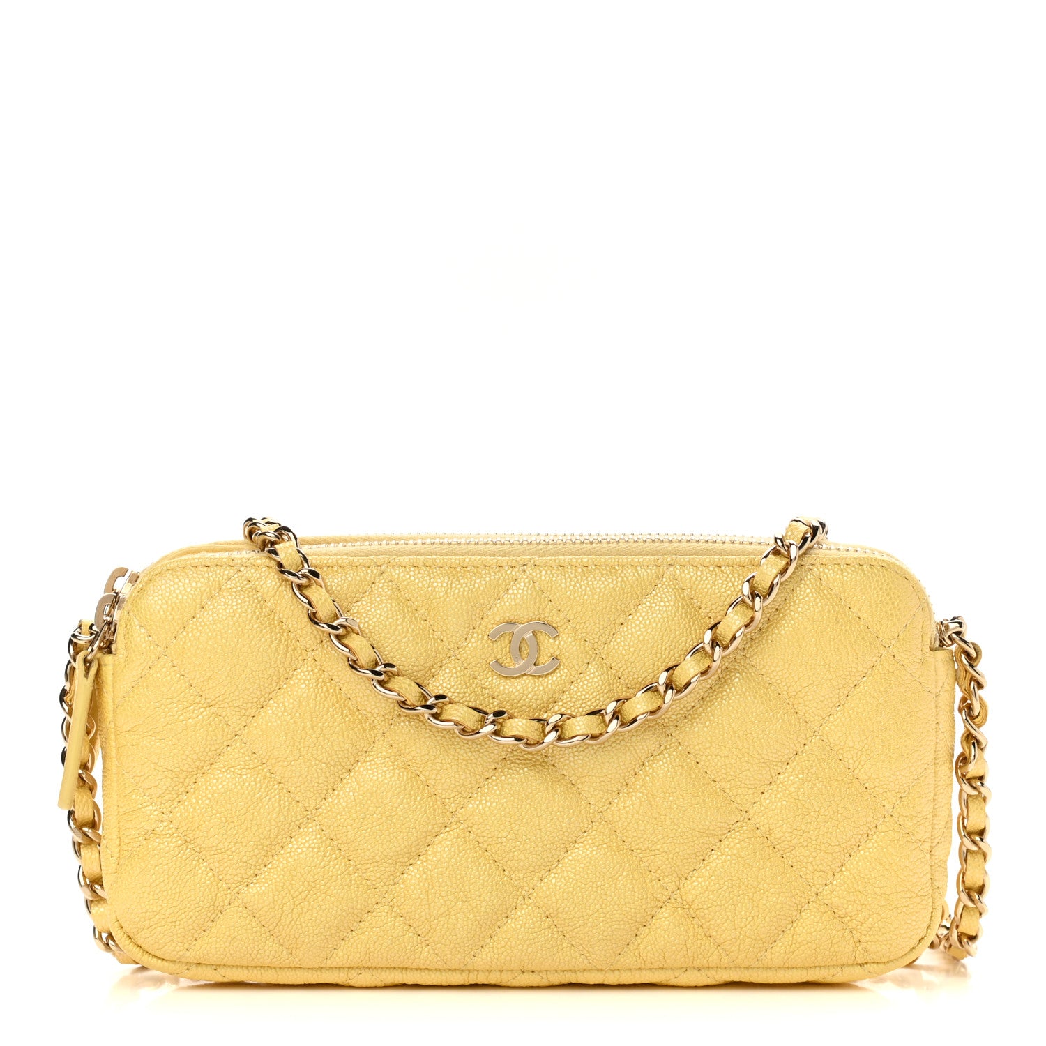 Chanel Iridescent Caviar Quilted Small Clutch With Chain Yellow 1 of 15