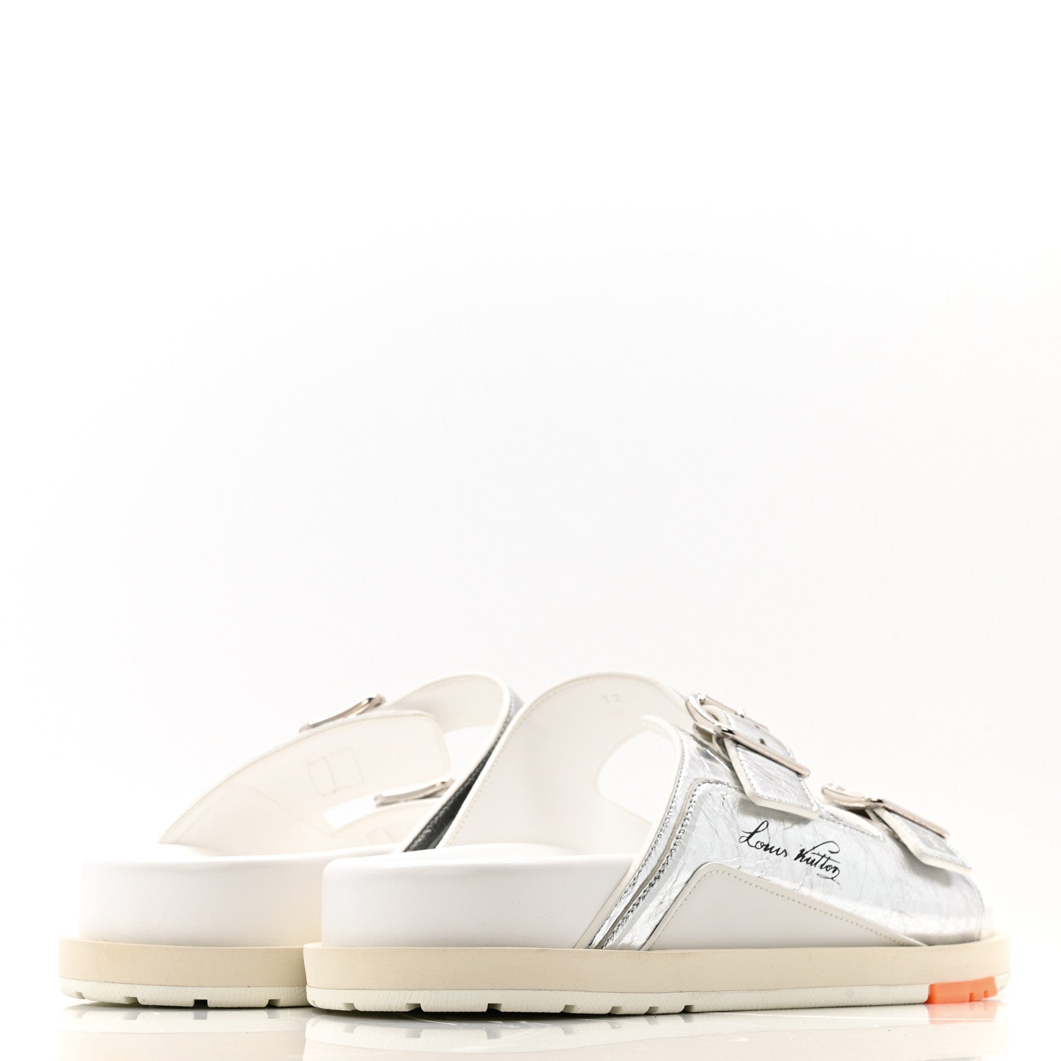 Louis Vuitton Metallic Mix Materials Mens LV Script Trainer Mules 12 Silver Multicolor 5 of 11