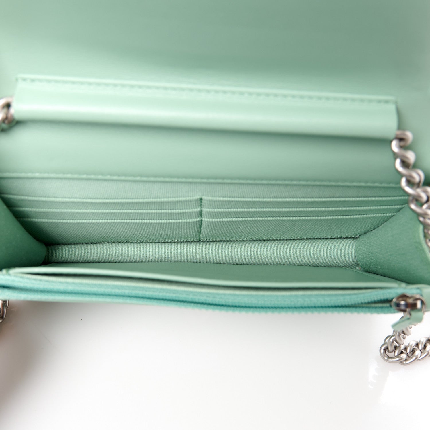 Chanel Caviar Quilted Boy Wallet On Chain WOC Light Gren 5 of 12