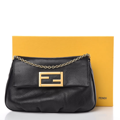 Fendi Vitello Flamingo Fendista Pouchette Crossbody Black 7 of 7