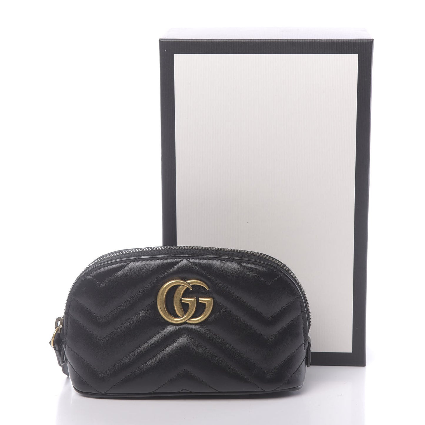Calfskin Matelasse GG Marmont Pouch Cosmetic Case Black