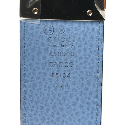 Gucci Dollar Calfskin 1973 Reversible Belt 85 34 Black Mineral Blue 3 of 5