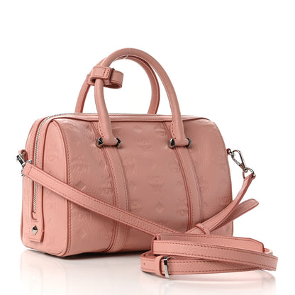 MCM Calfskin Ottomar Monogram Small Boston Bag Pink 2 of 8