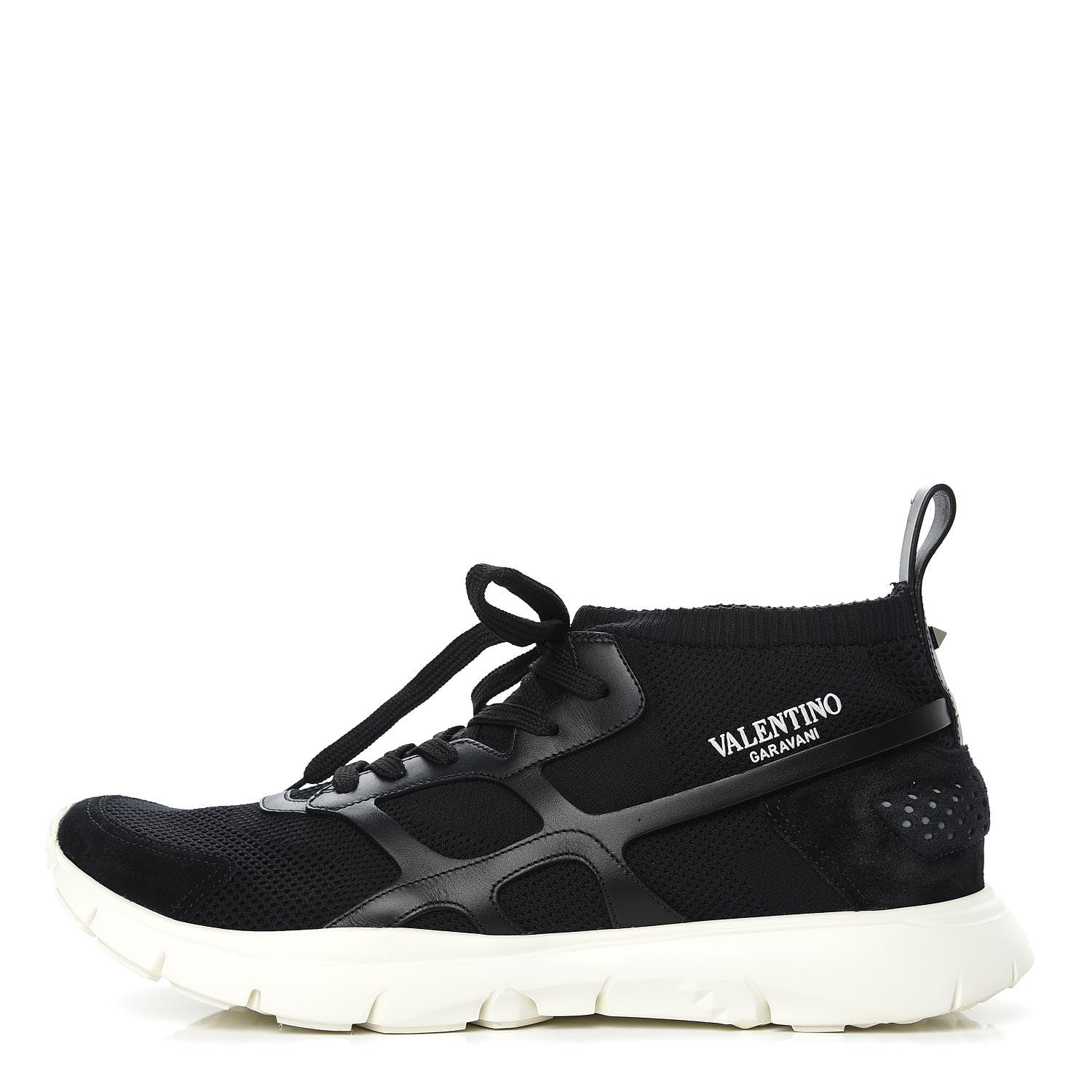 Valentino Garavani Calfskin Mesh Mens Sound High Sneakers 45 Black 1 of 10