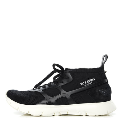 Valentino Garavani Calfskin Mesh Mens Sound High Sneakers 45 Black 1 of 10