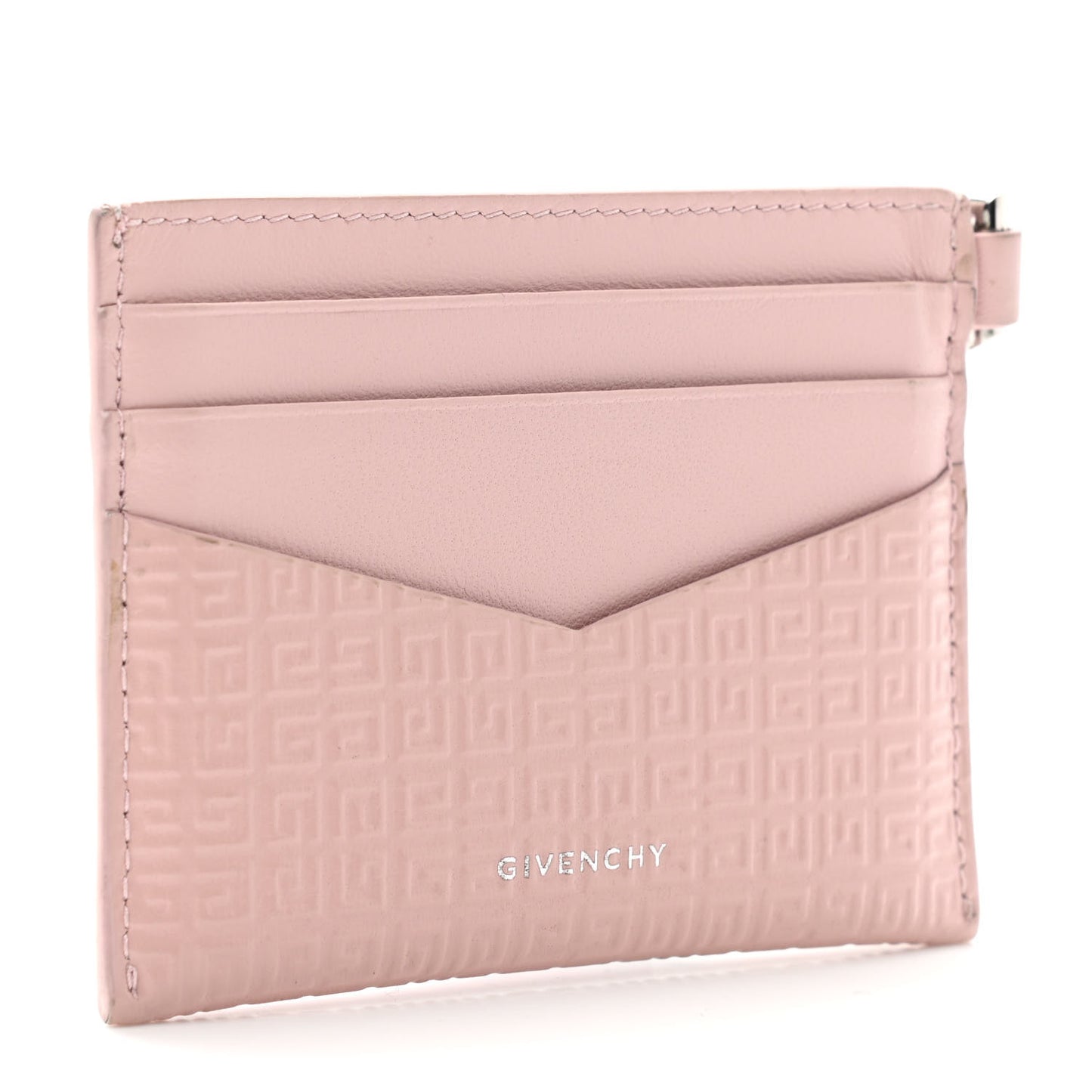 X CHITO Calfskin 4G Embossed Graffiti Tag Card Holder Pink