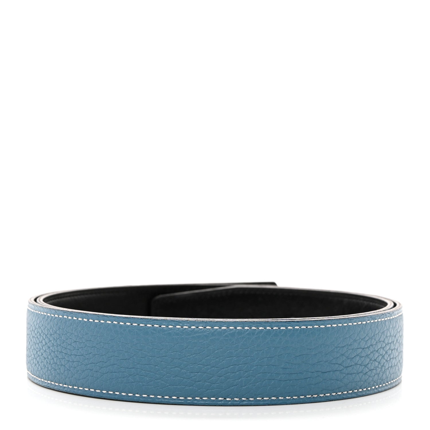 Hermes Togo Box 32mm Belt Strap 85 Black Blue Jean 2 of 9