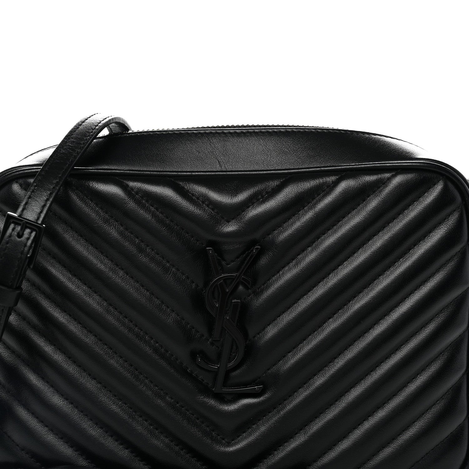 Saint Laurent Calfskin Matelasse Monogram Monochrome Lou Camera Bag Black 8 of 11