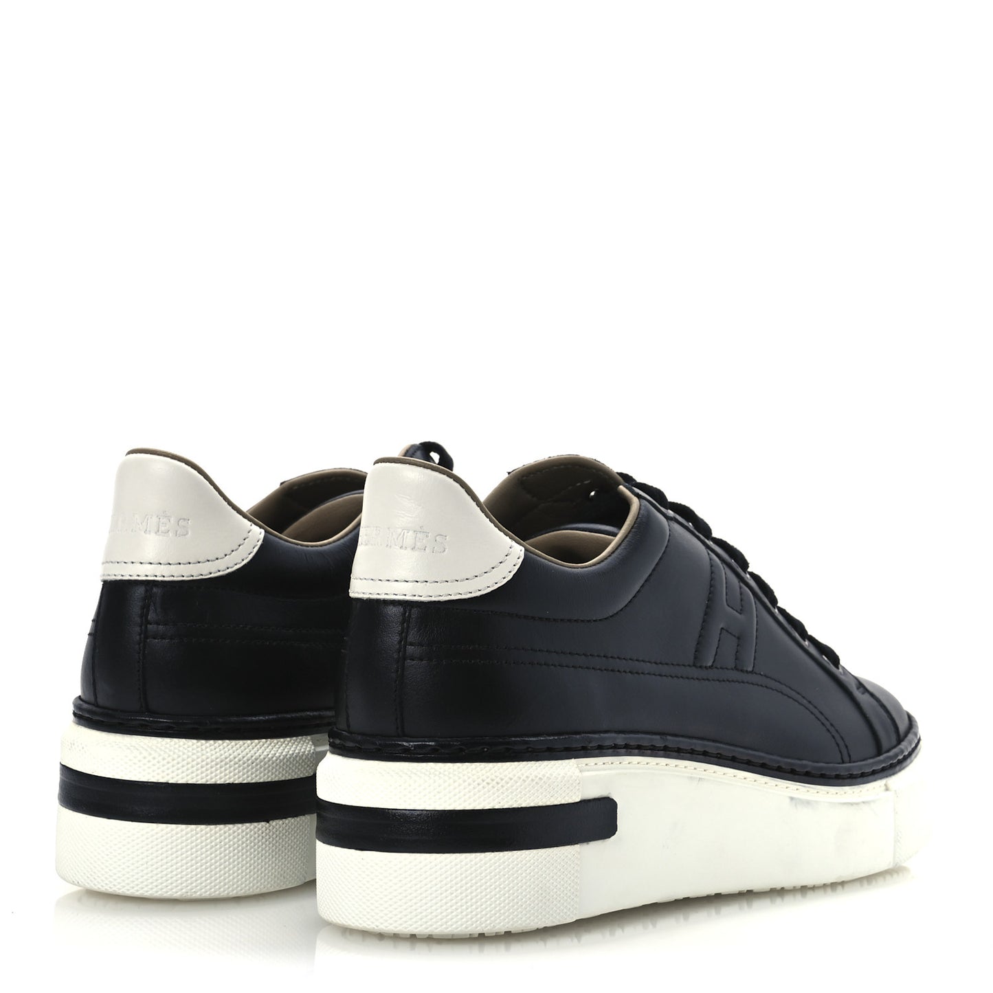 Calfskin Womens Polo Sneakers 39 Black White