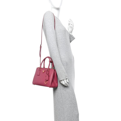 Prada Saffiano Mini Galleria Double Zip Tote Fuxia 2 of 9