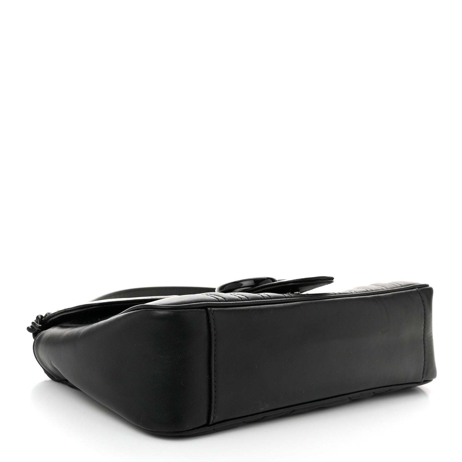 Gucci Calfskin Matelasse Monochrome Small GG Marmont Shoulder Bag Black 4 of 10