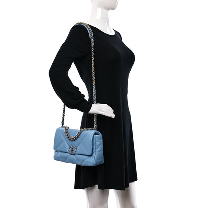 Chanel Lambskin Quilted Medium Chanel 19 Flap Light Blue 2 of 10
