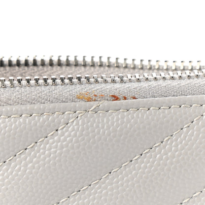 Saint Laurent Grain De Poudre Chevron Monogram Bill Pouch Granite 8 of 9