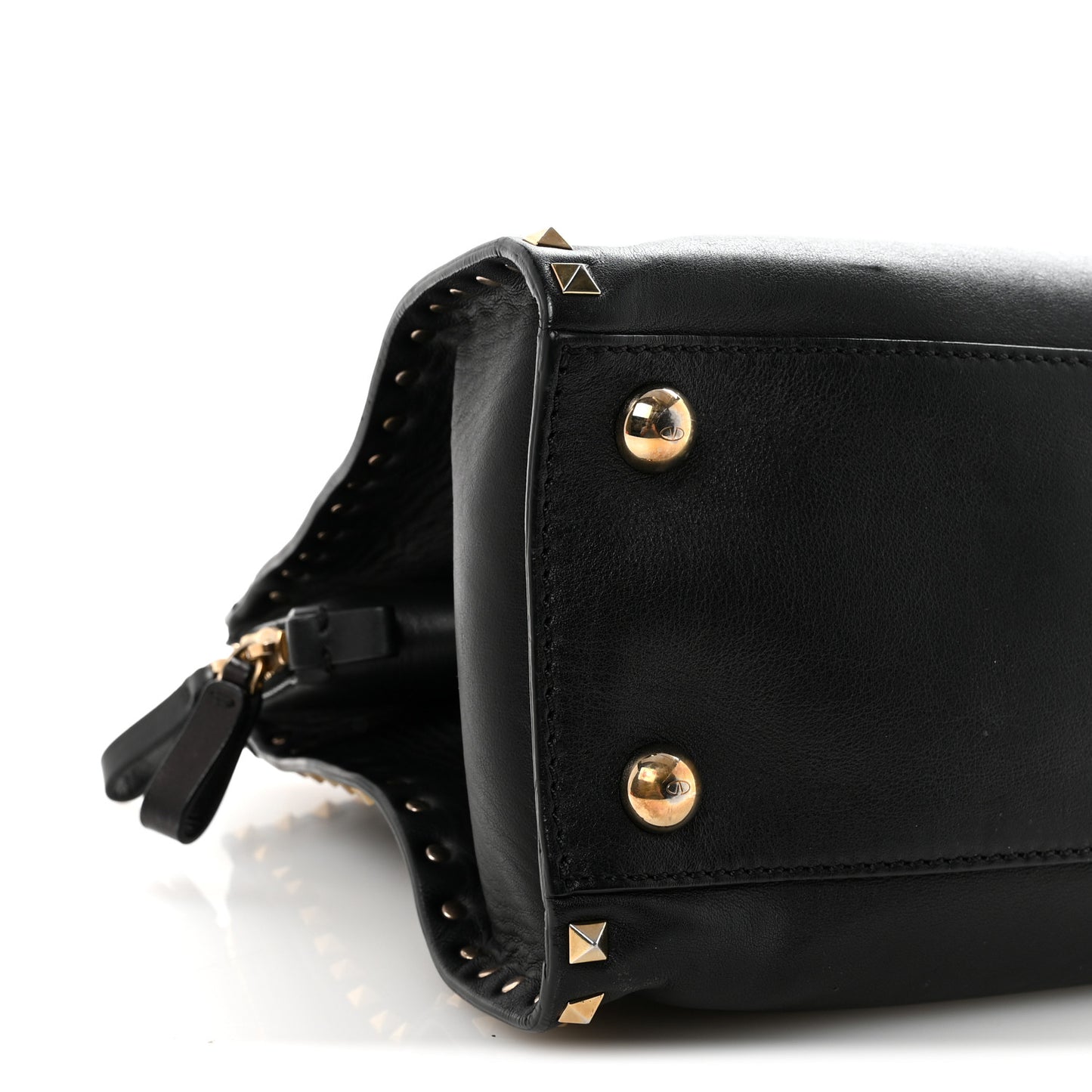 Vitello Rockstud Dome Shopper Black