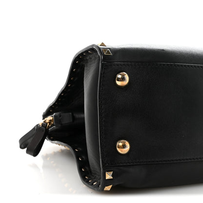 Valentino Garavani Vitello Rockstud Dome Shopper Black 8 of 9