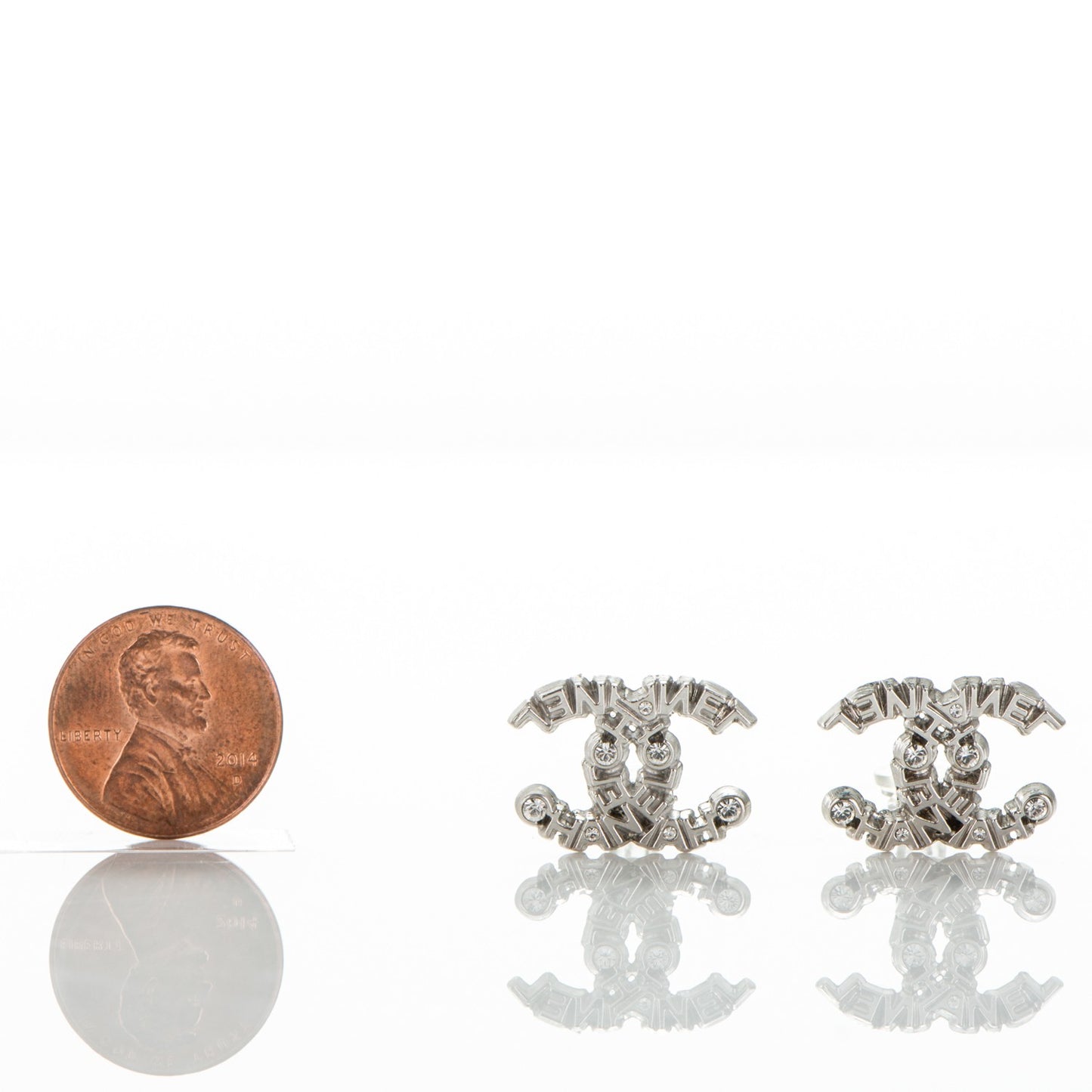 Crystal CC Clip On Earrings Silver