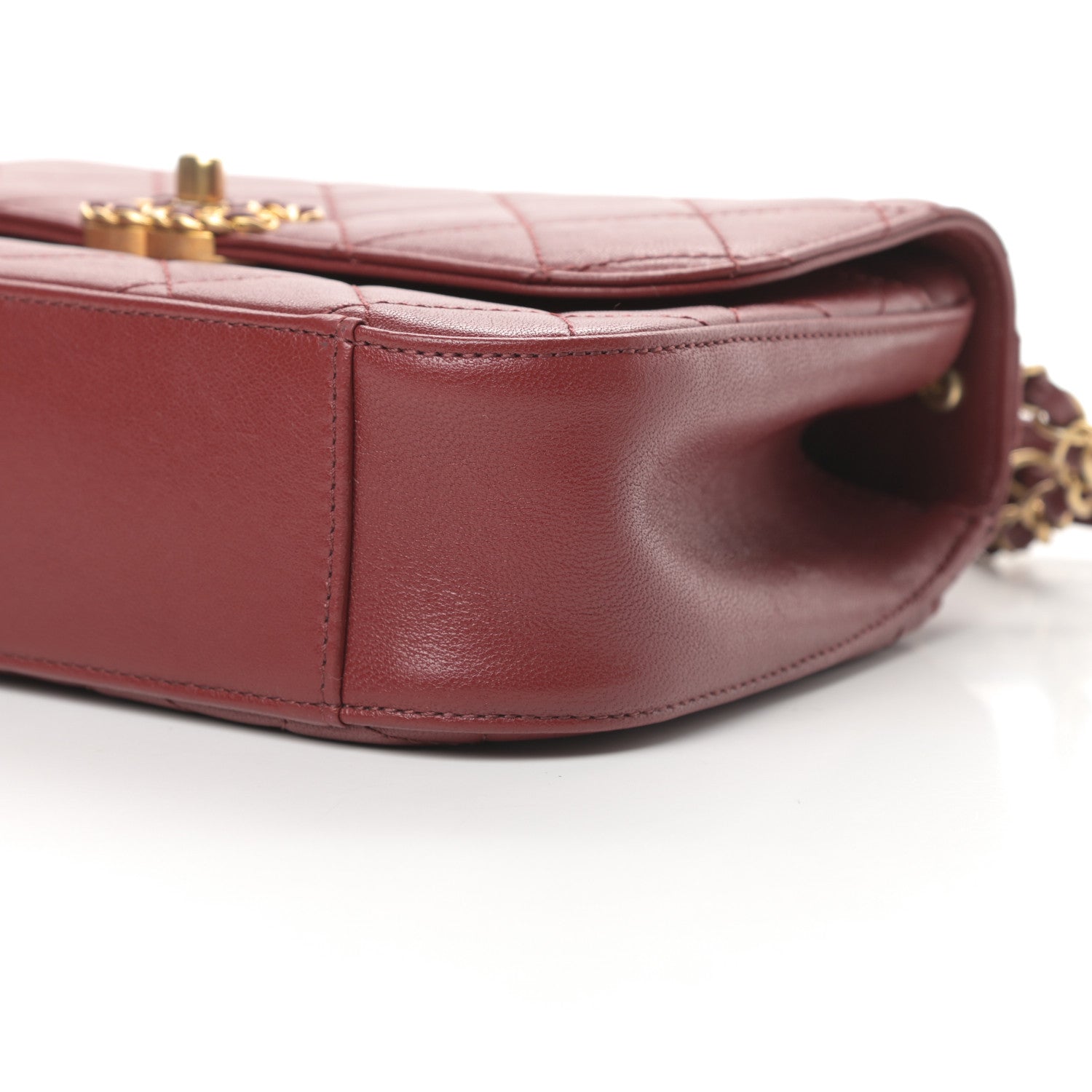 Chanel Lambskin Quilted Chain Infinity Top Handle Flap Burgundy 10 of 12