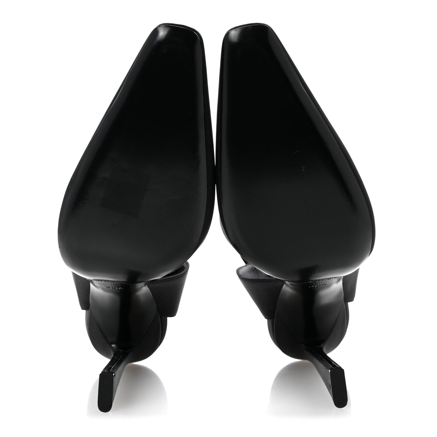 Crepe Satin Crystal Buckle Claude 110 Slingback Pumps 38.5 Black