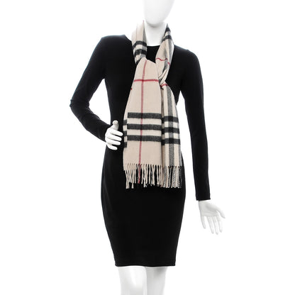 Burberry Cashmere Check Fringe Scarf Stone 2 of 4