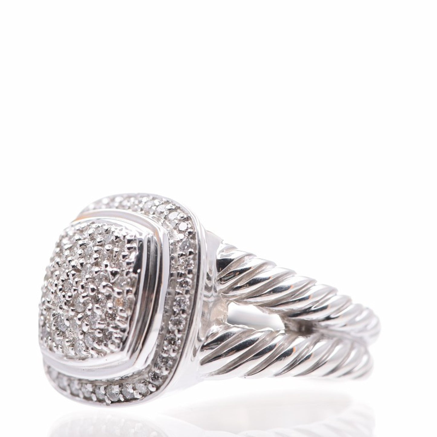 Sterling Silver Diamond 11mm Albion Pave Ring 56 7.5