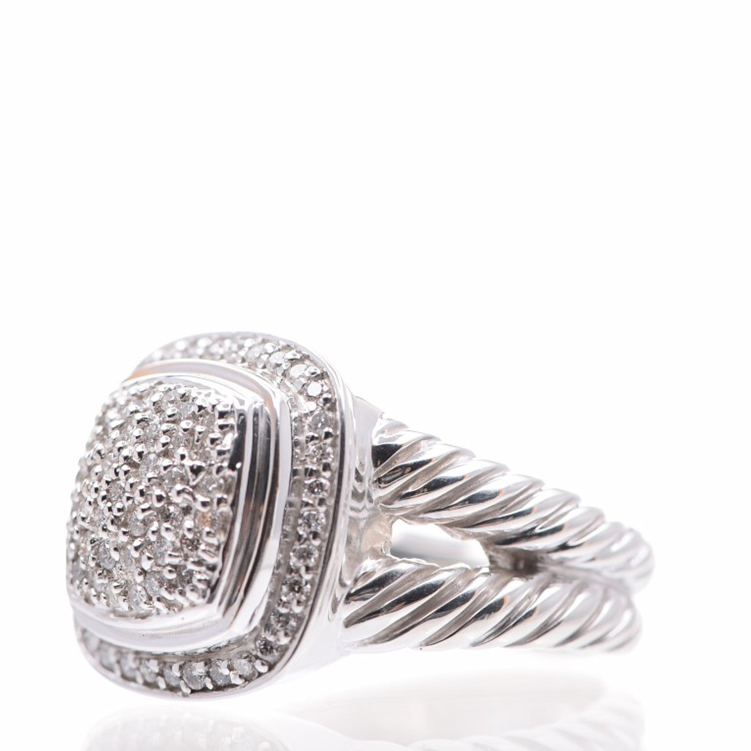 David Yurman Sterling Silver Diamond 11mm Albion Pave Ring 56 7.5 3 of 6